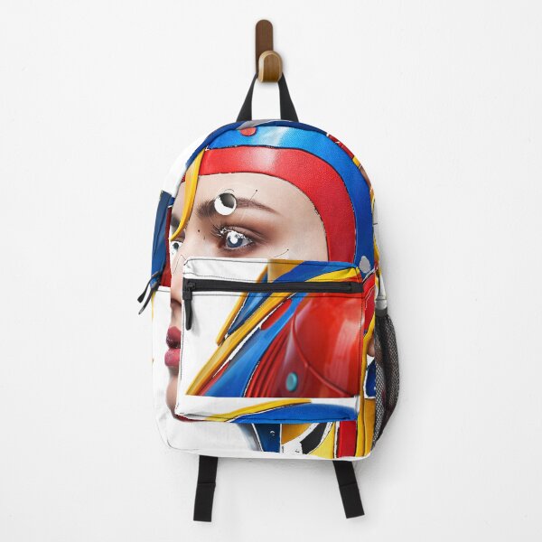 Item preview, Cyberpunk Female Cyborg Portrait in Blue and Yellow designed and sold by TailTraceDesign.