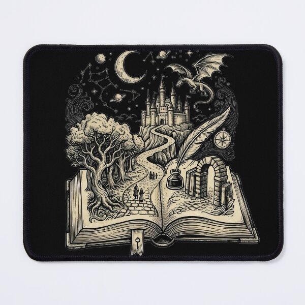 Item preview, Fantasy Book World Illustration | Magical Storybook Castle and Dragon Art designed and sold by GRYFFWEAR.
