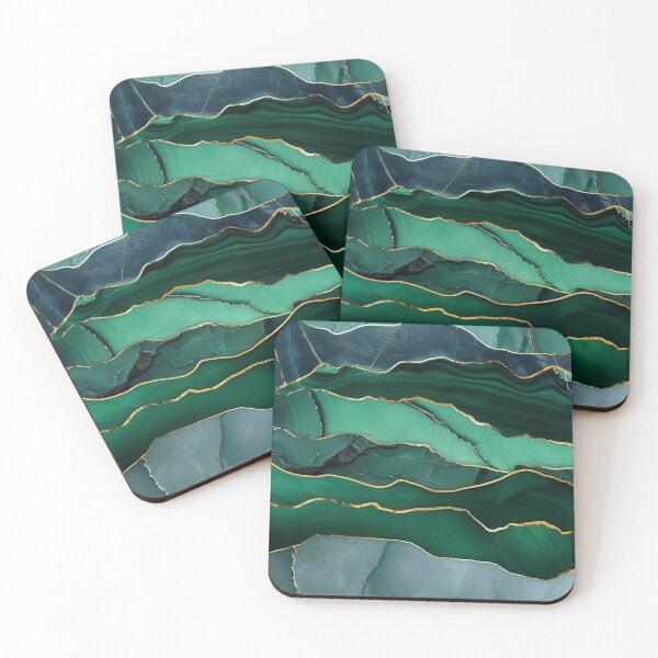 Item preview, Emerald Agate Marble with Gold Lines – Green Gold Mineral Structure Design designed and sold by CosmicGlyph.