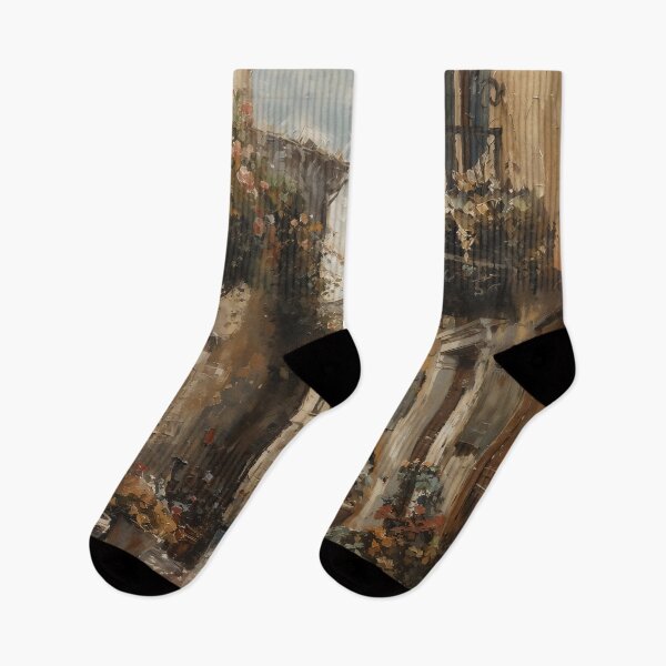 Item preview, Vintage Italian Street Scene with Floral Balconies designed and sold by Sergey Sedunov.