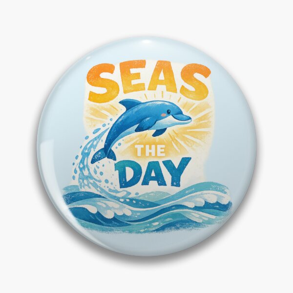 Item preview, Seas the Day Dolphin Positive Ocean Illustration designed and sold by ChirpInc.