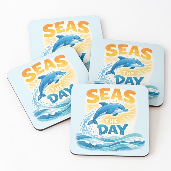 Item preview, Seas the Day Dolphin Positive Ocean Illustration designed and sold by ChirpInc.