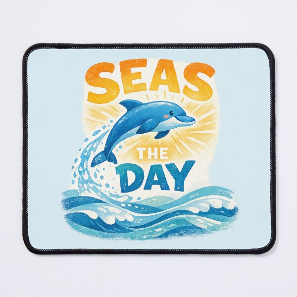 Item preview, Seas the Day Dolphin Positive Ocean Illustration designed and sold by ChirpInc.