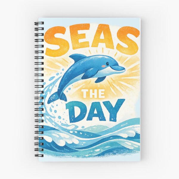 Item preview, Seas the Day Dolphin Positive Ocean Illustration designed and sold by ChirpInc.
