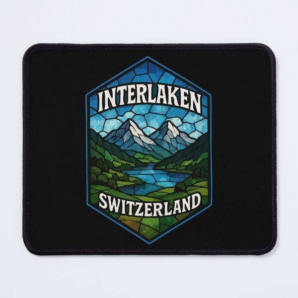 Item preview, Interlaken Switzerland Landscape Stained Glass Art Travel designed and sold by TomFrontierArt.