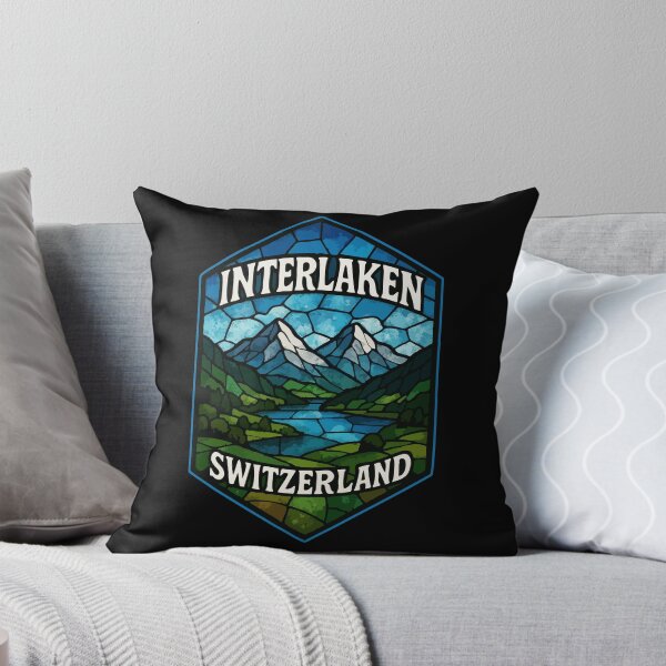 Item preview, Interlaken Switzerland Landscape Stained Glass Art Travel designed and sold by TomFrontierArt.