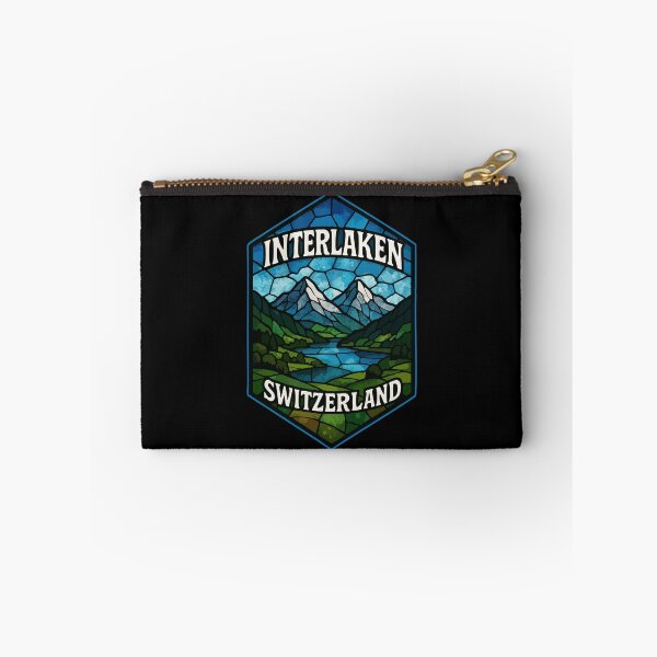 Item preview, Interlaken Switzerland Landscape Stained Glass Art Travel designed and sold by TomFrontierArt.