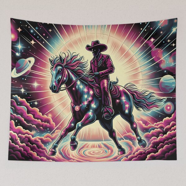 Item preview, Cosmic Cowboy Riding Through the Galaxy – Retro Space Western Design designed and sold by Art-Arcade6.