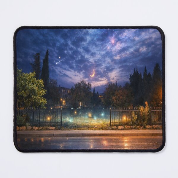 Item preview, Moonlit Night Park – Fantasy City Landscape Photography Print, Dreamy Night Aesthetic designed and sold by Dlilium.