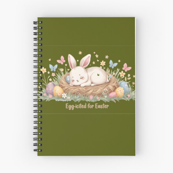 Item preview, Egg-cited for Easter , cute Bunny sleeping on a nest of easter eggs designed and sold by FireOrchid.