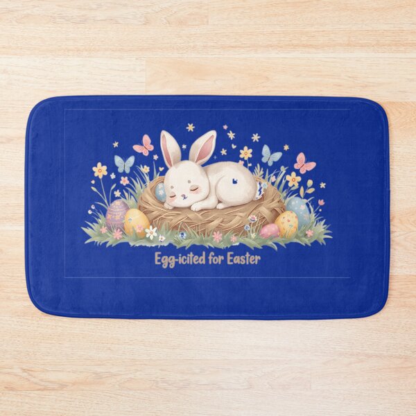 Item preview, Egg-cited for Easter , cute Bunny sleeping on a nest of easter eggs designed and sold by FireOrchid.