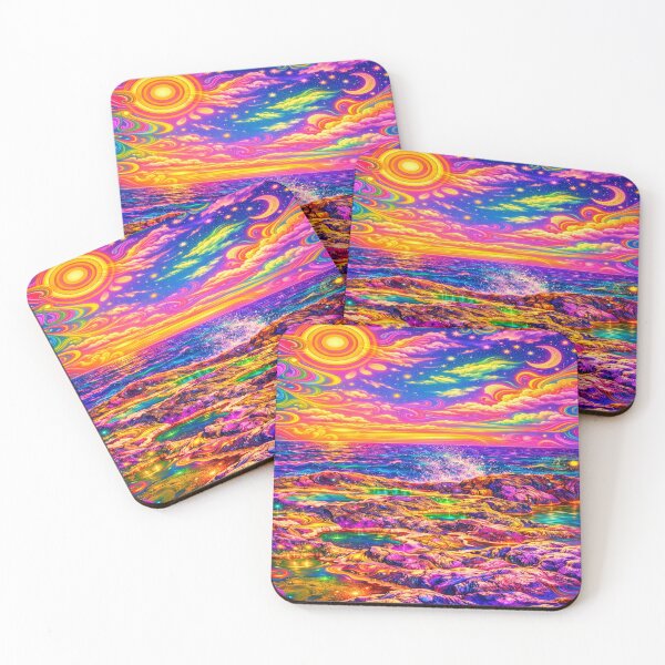 Item preview, Psychedelic Ocean Sunset – Neon Fantasy Seascape Photography Print, Trippy Cosmic Aesthetic designed and sold by Dlilium.