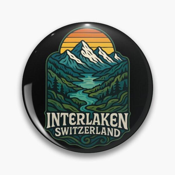 Item preview, Interlaken Switzerland Landscape Alps Travel Retro designed and sold by TomFrontierArt.