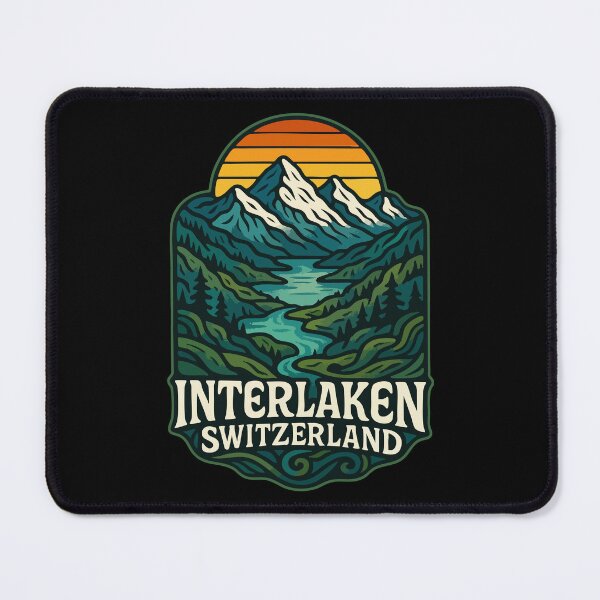 Item preview, Interlaken Switzerland Landscape Alps Travel Retro designed and sold by TomFrontierArt.