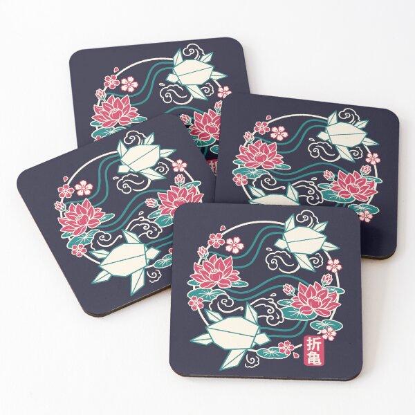 Item preview, Geometric Origami Turtle on Water Lily - Longevity Kanji & Lotus Flower Art designed and sold by NemiMakeit.