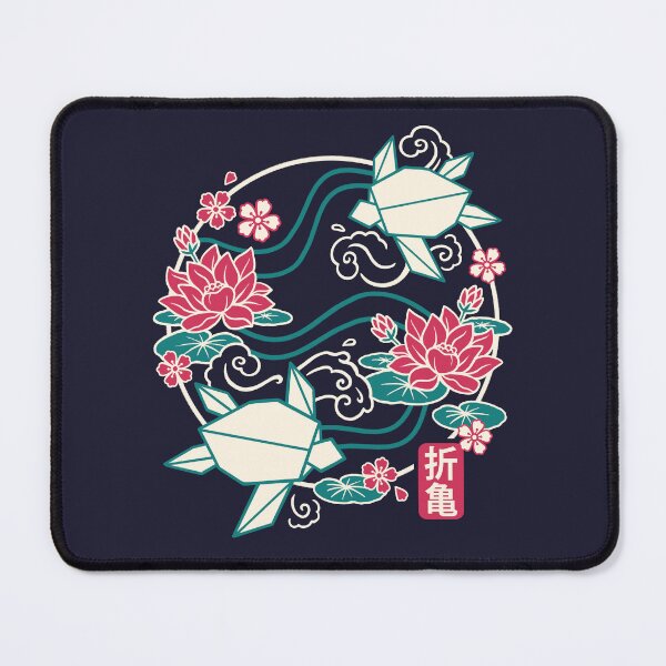Item preview, Geometric Origami Turtle on Water Lily - Longevity Kanji & Lotus Flower Art designed and sold by NemiMakeit.