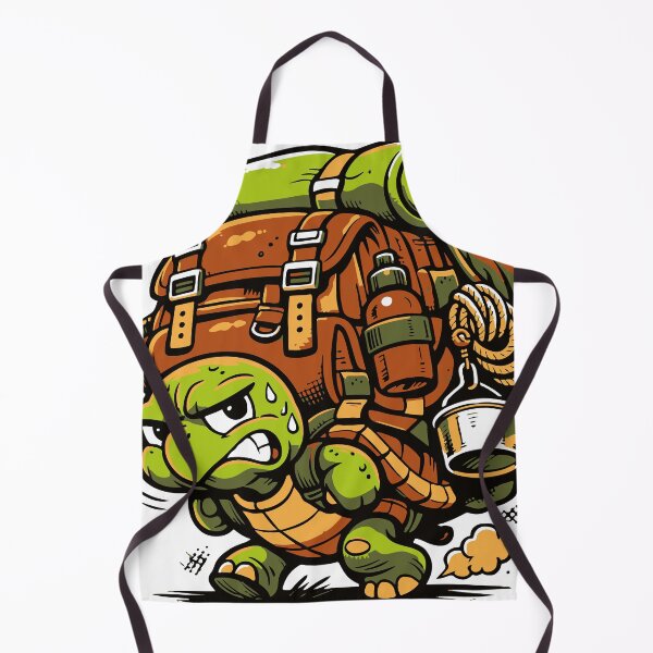 Item preview, A humorous turtle character carrying an enormous backpack creates a relatable visual about slow but steady journeys. designed and sold by Dejbar.
