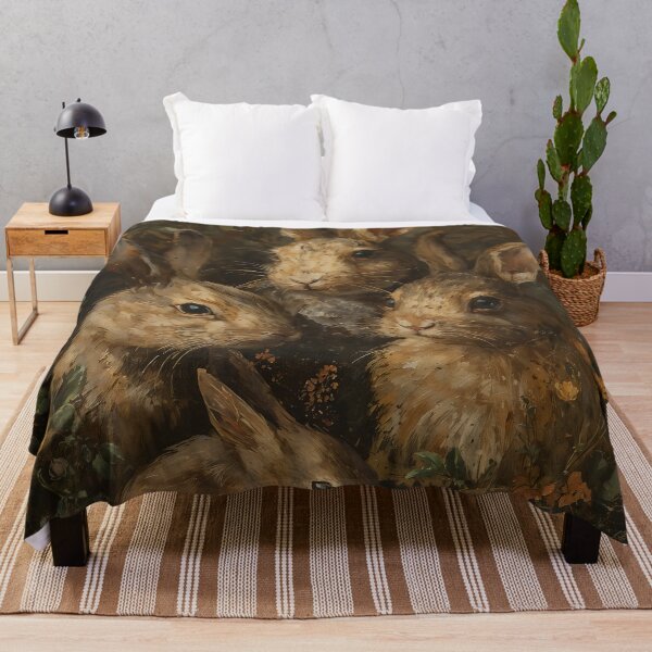 Item preview, Vintage Rabbit Family in Wildflower Meadow Painting designed and sold by Sergey Sedunov.