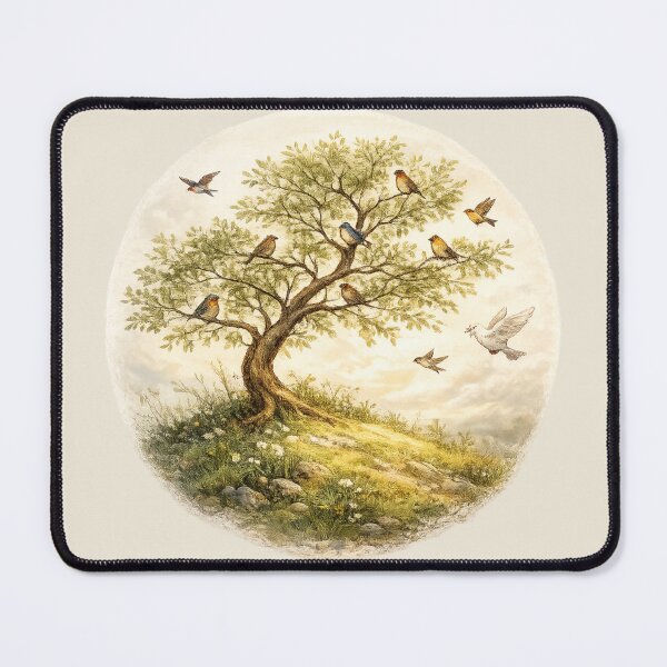 Item preview, Birdsong Tree Wildlife Gathering Illustration designed and sold by ChirpInc.