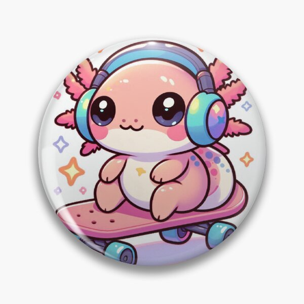 Item preview, Cute Kawaii Axolotl Frog Skateboarding with Big Headphones – Adorable Pastel Cartoon Sticker designed and sold by Mitaudesign.