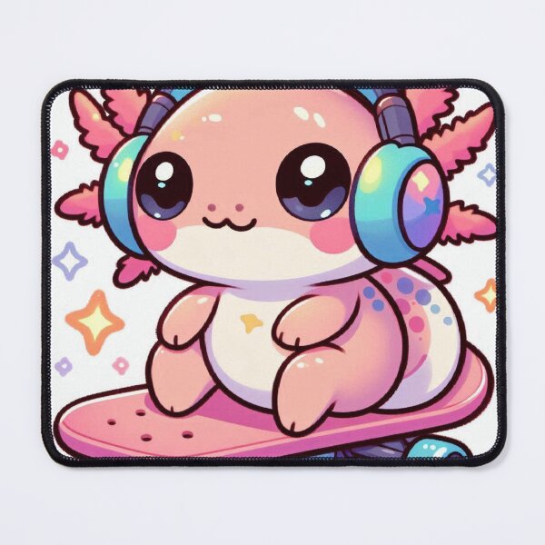 Item preview, Cute Kawaii Axolotl Frog Skateboarding with Big Headphones – Adorable Pastel Cartoon Sticker designed and sold by Mitaudesign.