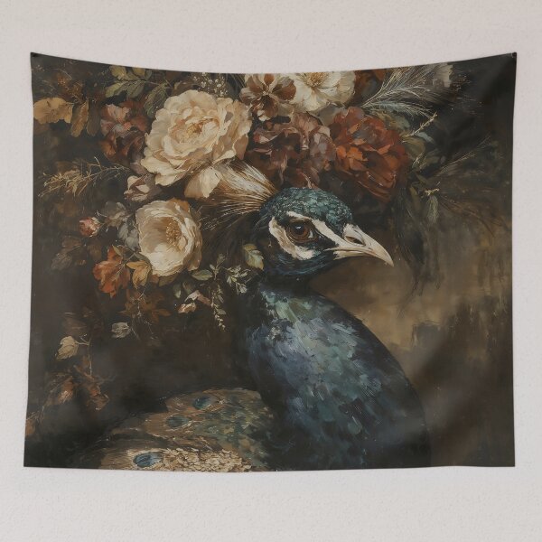 Item preview, Regal Peacock with Vintage Floral Crown Painting designed and sold by Sergey Sedunov.