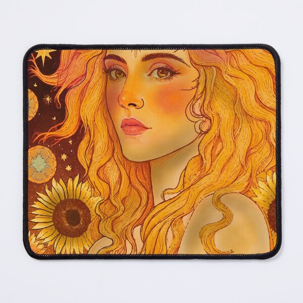 Item preview, Leo Goddess — Dark Zodiac Art Nouveau | Fire Gold Celestial Portrait designed and sold by Ojo de Lilith.