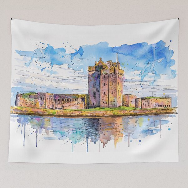 Item preview, Watercolour illustration of Broughty Castle, Angus, Scotland designed and sold by davidelder.