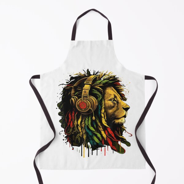 Artikelvorschau, Rasta Lion Reggae Musik Kopfhörer Bunte Dreadlocks Roots Kultur Kunst Design entworfen und verkauft von Buzzlekrun.