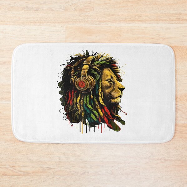 Item preview, Rasta Lion Reggae Music Headphones Colorful Dreadlocks Roots Culture Art Design designed and sold by Buzzlekrun.