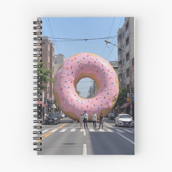 Item preview, Gigantic Pink Donut in the Street – Pop Surreal Urban Poster designed and sold by SEIMEI2025.
