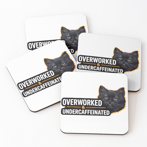 Item preview, Overworked & Undercaffeinated Cat – Funny Tired Office Cat Design designed and sold by StickersPhotoPaintings.
