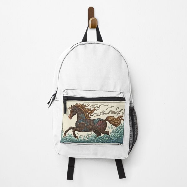 Item preview, Majestic Horse Running on Ocean Waves Tribal Pattern Art designed and sold by PixelWaveBD.