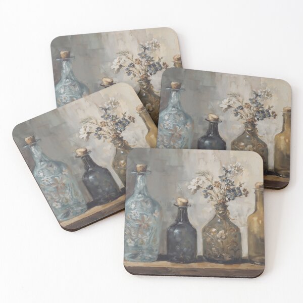Item preview, Vintage Glass Bottles with Wildflowers Still Life designed and sold by Sergey Sedunov.