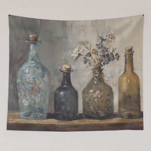 Item preview, Vintage Glass Bottles with Wildflowers Still Life designed and sold by Sergey Sedunov.