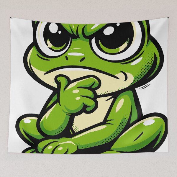Item preview, A frog character stuck in an overthinking moment. The expressive thinking pose makes the design relatable and humorous. designed and sold by Dejbar.