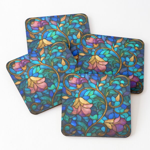 Item preview, Stained Glass Effect Beautiful Flowers Design Pattern designed and sold by GrinGalore.