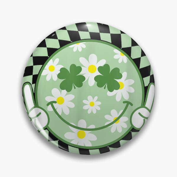 Item preview, Smiley Daisy Shamrock Checkerboard Cute Lucky Irish Retro Y2K Graphic designed and sold by WumbleDoor.