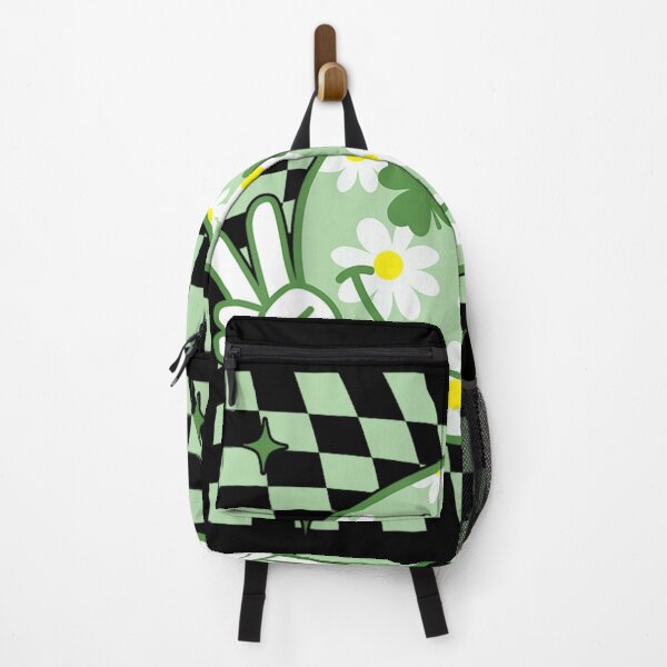 Item preview, Smiley Daisy Shamrock Checkerboard Cute Lucky Irish Retro Y2K Graphic designed and sold by WumbleDoor.