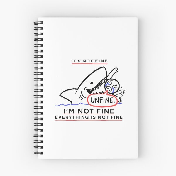 Item preview, It’s Not Fine Shark Meme — Funny Dark Humor Cartoon Illustration for Anxious Souls designed and sold by Colorful-Garden.