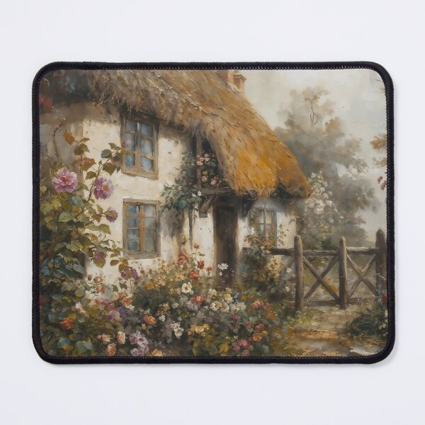 Item preview, Vintage English Thatched Cottage with Blooming Rose Garden designed and sold by Sergey Sedunov.