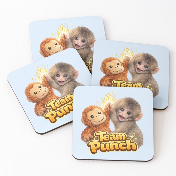 Item preview, Team Punch - Cute Baby Monkey Punch Hive Five Plush Orangutan | Kawaii Wholesome Friendship Animal designed and sold by PopCulturePixel.