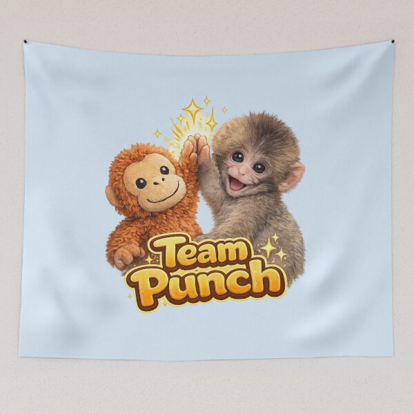Item preview, Team Punch - Cute Baby Monkey Punch Hive Five Plush Orangutan | Kawaii Wholesome Friendship Animal designed and sold by PopCulturePixel.