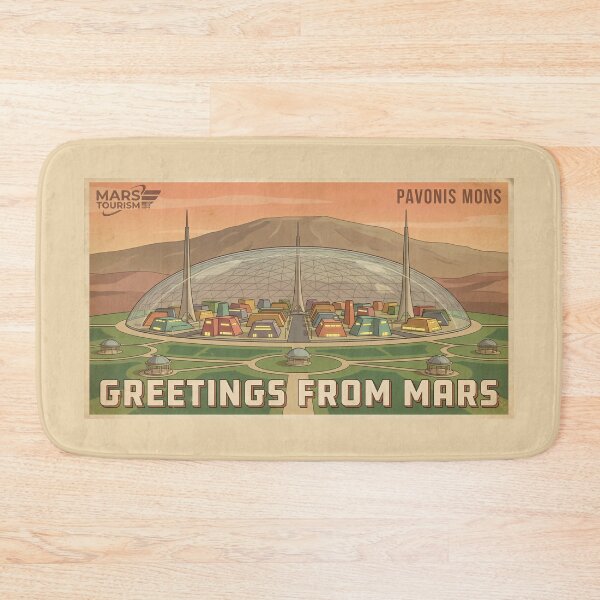 Item preview, Greetings From Mars Pavonis Mons Retro Travel designed and sold by SplashTastic.