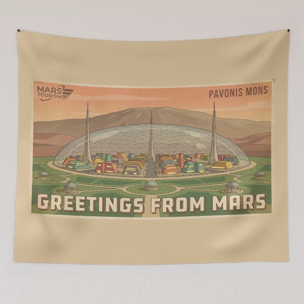 Item preview, Greetings From Mars Pavonis Mons Retro Travel designed and sold by SplashTastic.