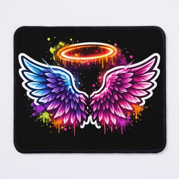 Item preview, Neon Angel Wings with Halo – Vibrant Graffiti Glow Sticker designed and sold by 3free3street - Neon & Graffiti Digital Art.