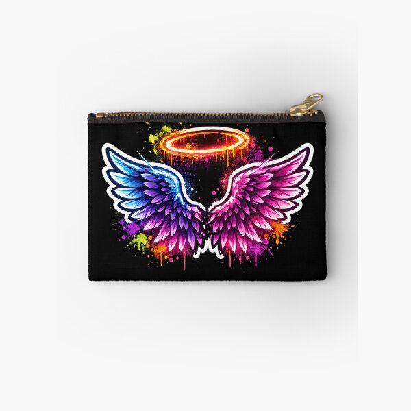 Item preview, Neon Angel Wings with Halo – Vibrant Graffiti Glow Sticker designed and sold by 3free3street - Neon & Graffiti Digital Art.