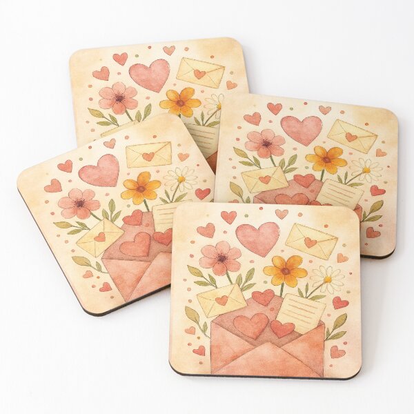 Item preview, Love Letters & Flowers – Cute Romantic Watercolor Illustration designed and sold by myforestfog.