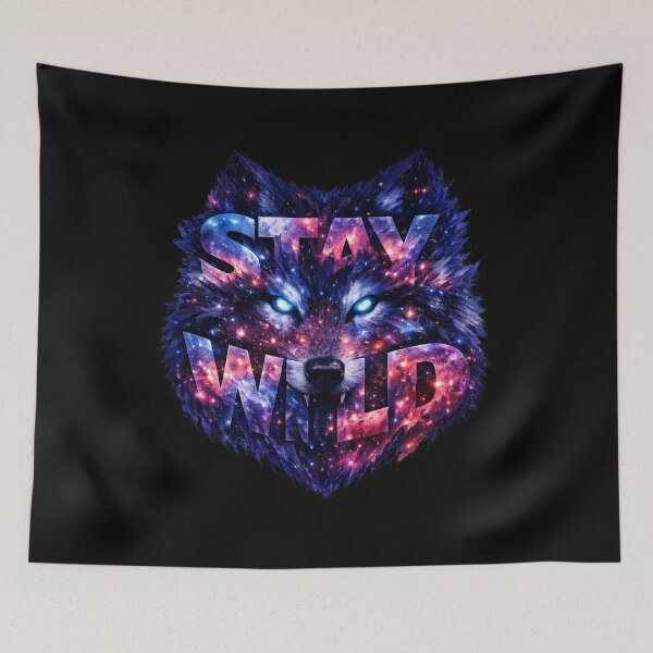 Item preview, Cosmic Wolf Typography - Stay Wild Galaxy Design designed and sold by MKreative Studio.
