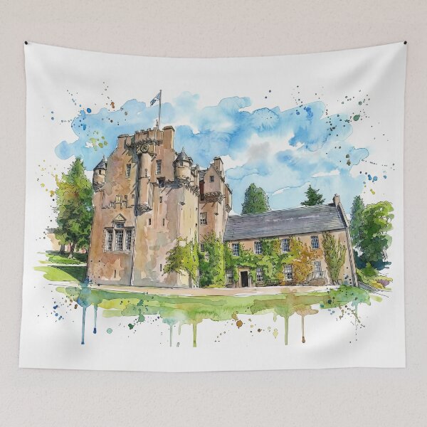 Item preview, Watercolour Illustration of Crathes Castle, Aberdeenshire, Scotland designed and sold by davidelder.
